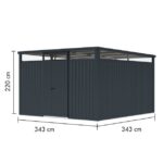 KOVINSKA VRTNA HIŠKA KARIBU OSTEN 3.5 ANTRACIT 330X220X215 - slika 2